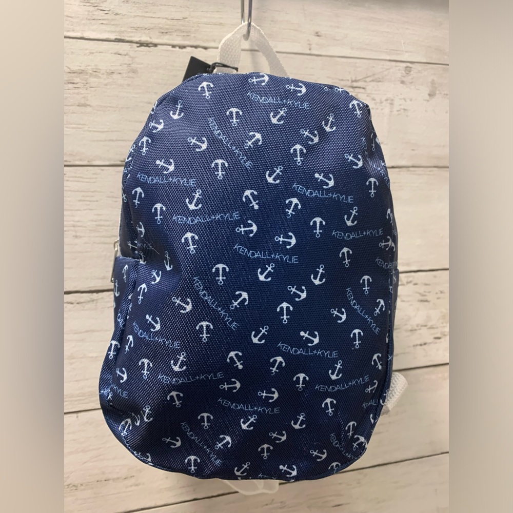 New Kendall + Kylie Mini Backpack, Navy Blue with White Anchors, Nauticals